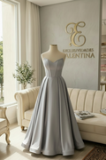 Vestido Gris formal elegante cod.V680
