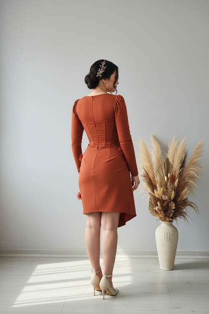 Vestido Corset Terracota Rosa 3D