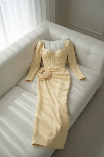 Vestido Corset Marfil Rosa