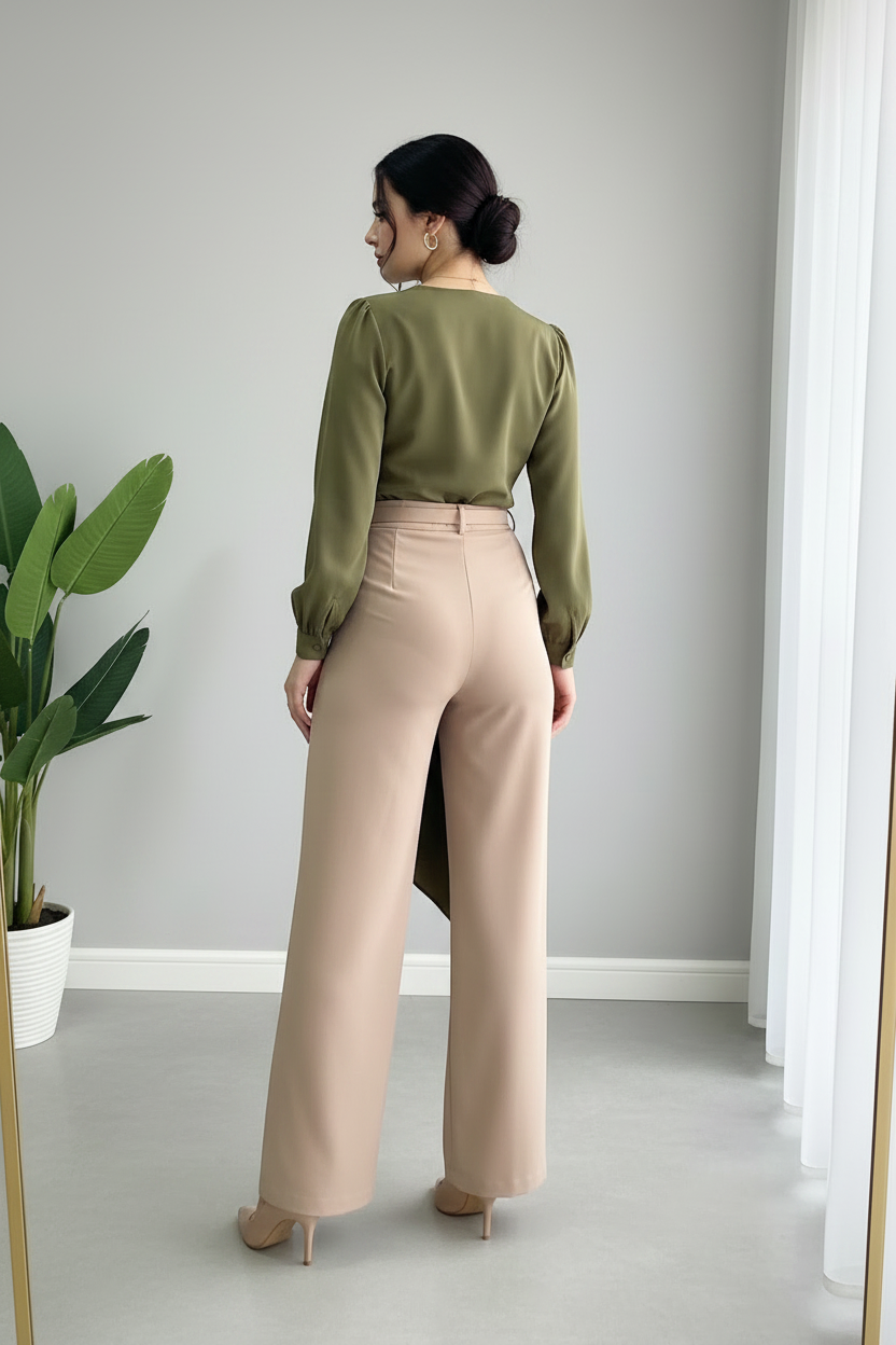 Conjunto Dos Piezas Verde Oliva & Beige — cod.785