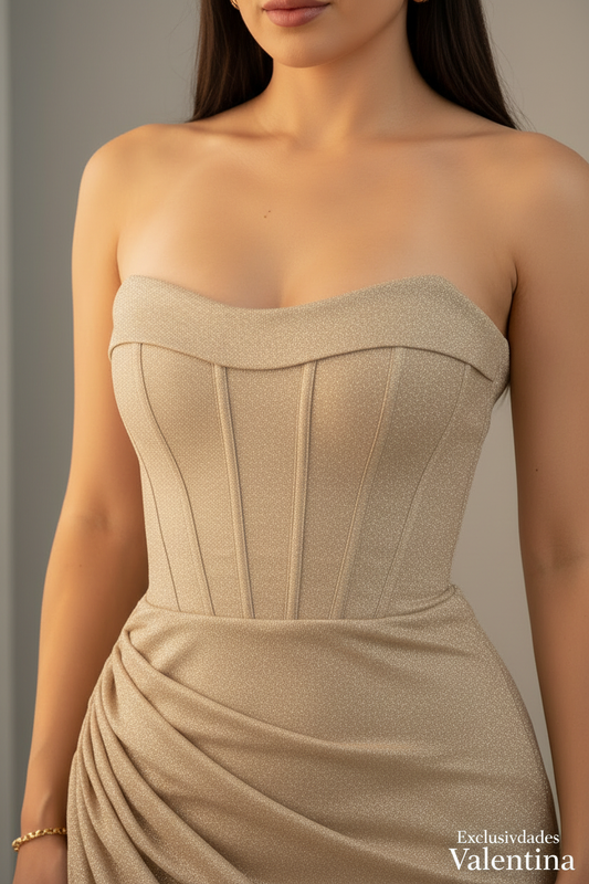 Vestido Corset Champagne cod.V784