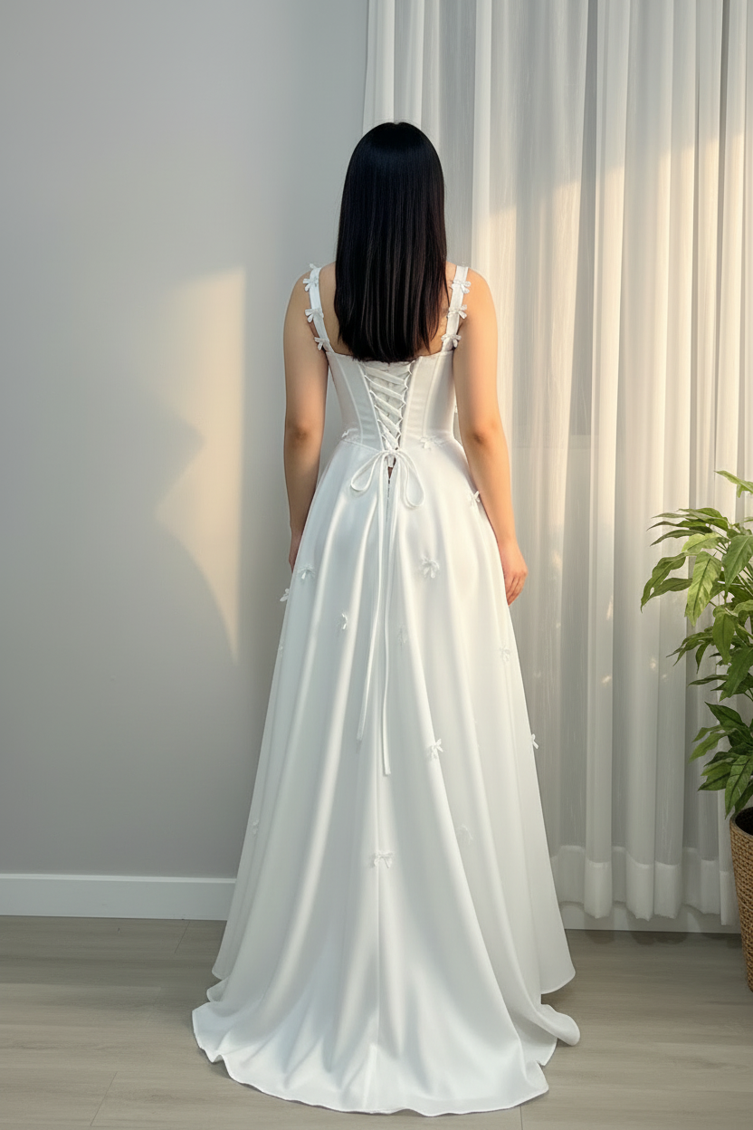 Vestido Blanco de lacitos Corsét exclusivos cod.995