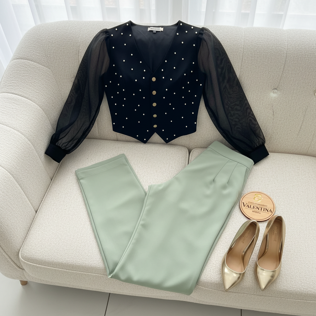 Conjunto Perle Noir & Sage cod.564