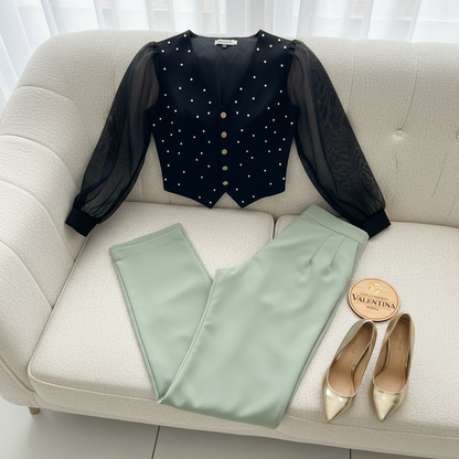 Conjunto Perle Noir & Sage cod.564