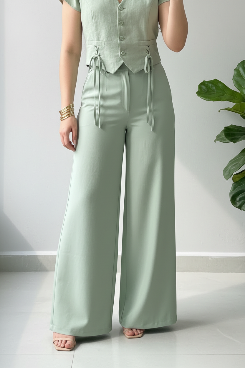 Conjunto Sage Vest Lace-Up & Palazzo cod.575