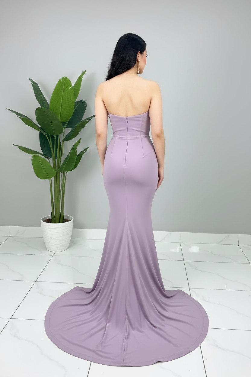 Vestido Lila Sirena con Lazo