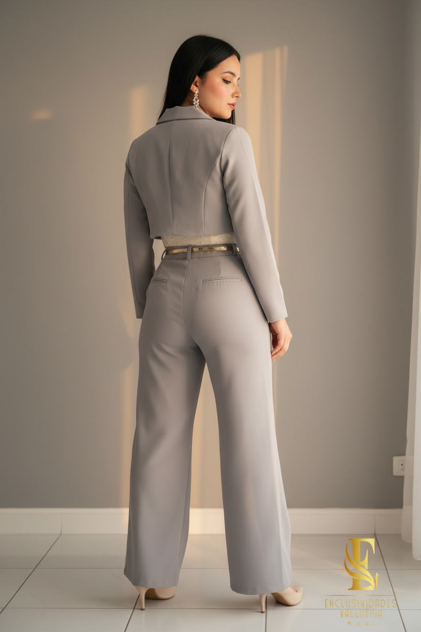 Conjunto Gris Perle Blazer & Corset cod.C228