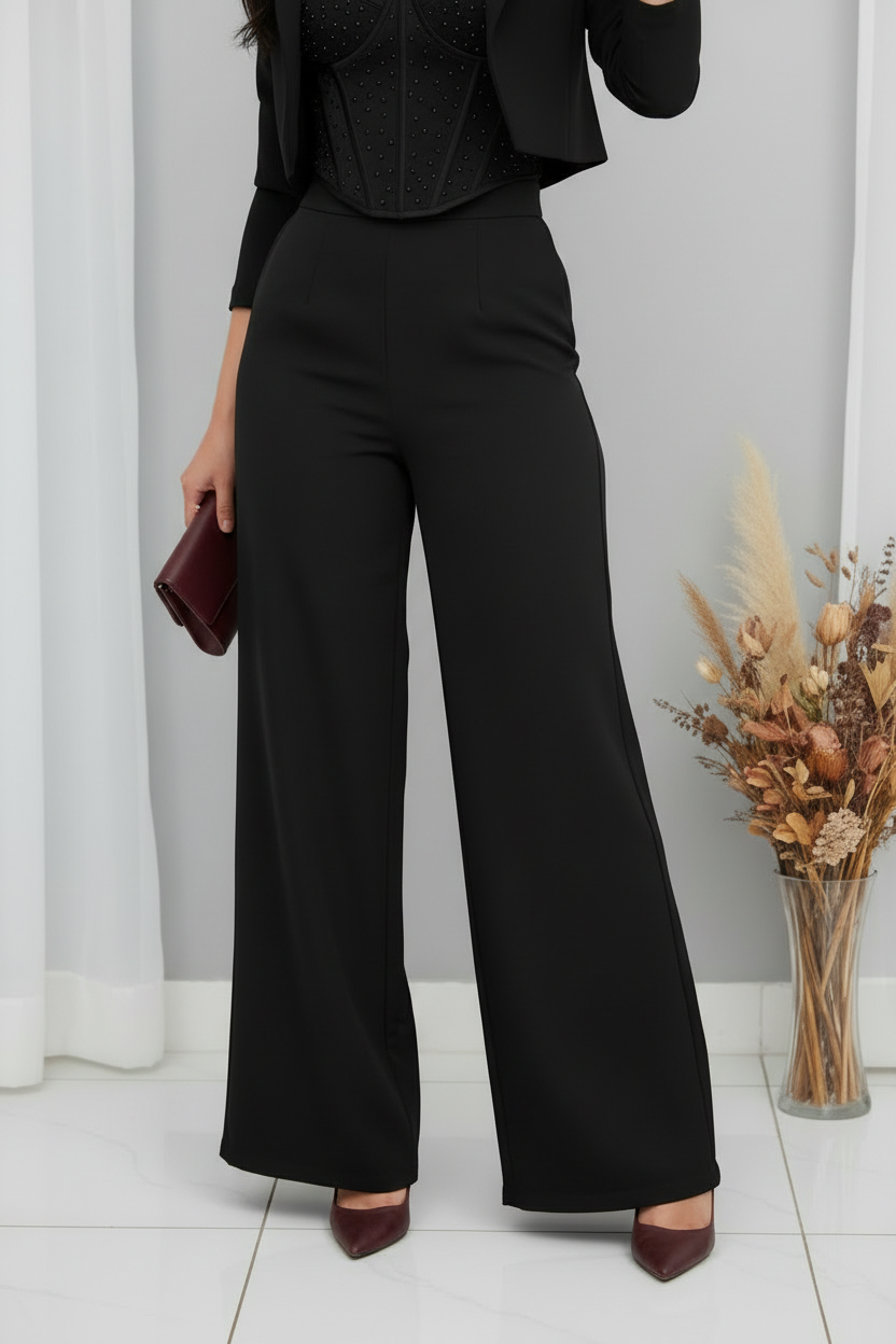 Conjunto Negro Blazer Corset Palazzo cod.C310