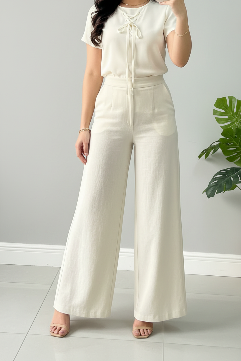 Conjunto Ivory Lace-Up & Palazzo cod.574