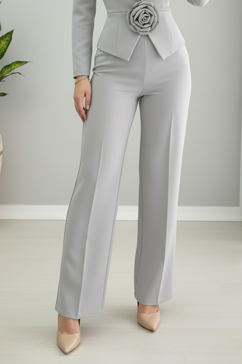 Conjunto Gris Perla Flor 2 Piezas cod.909
