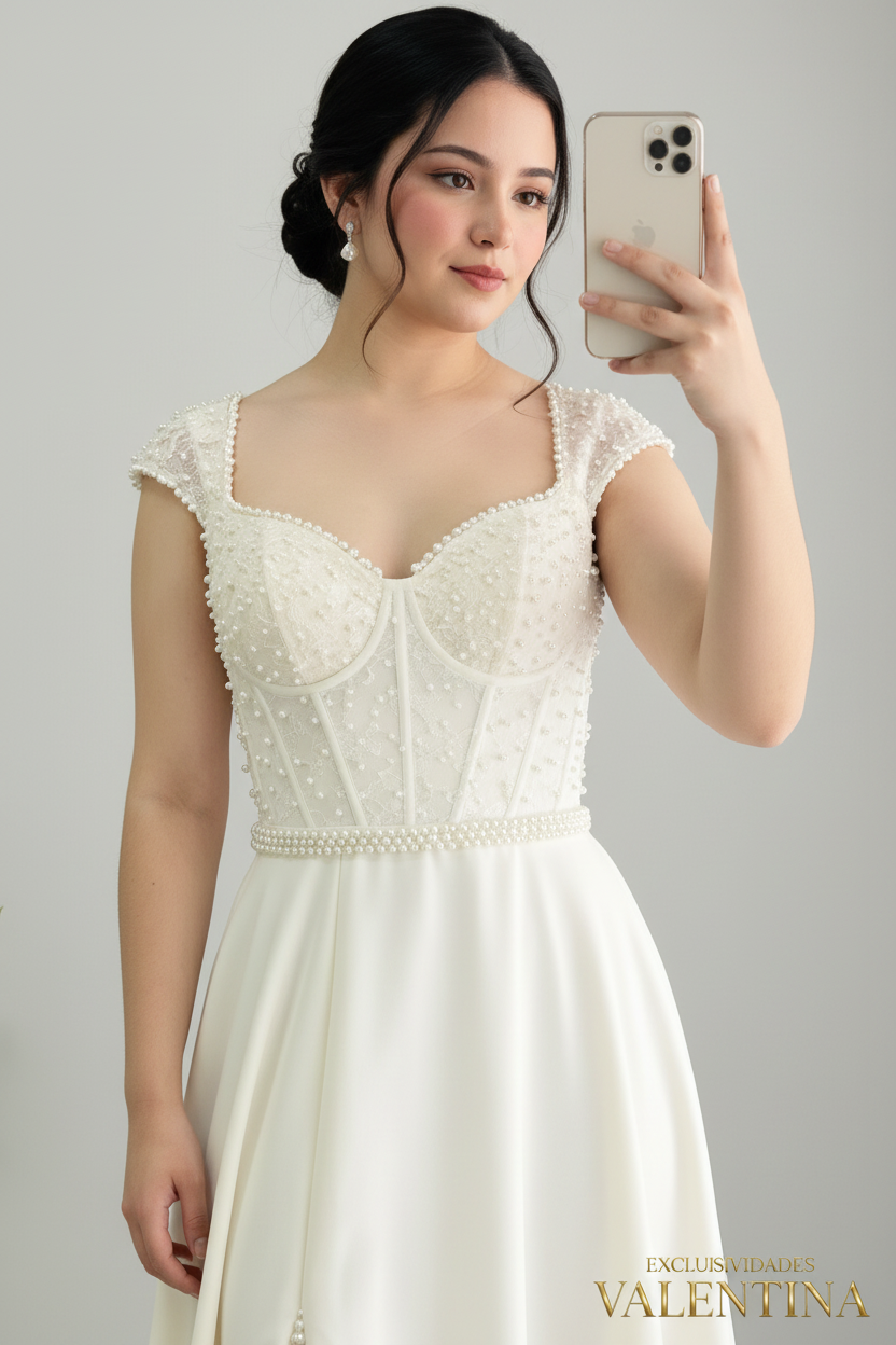 Vestido Blanco · Corset de Perlas cod.V257