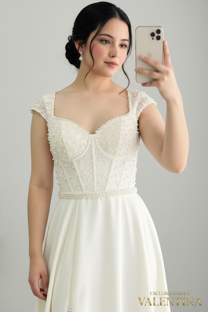 Vestido Blanco · Corset de Perlas cod.V257