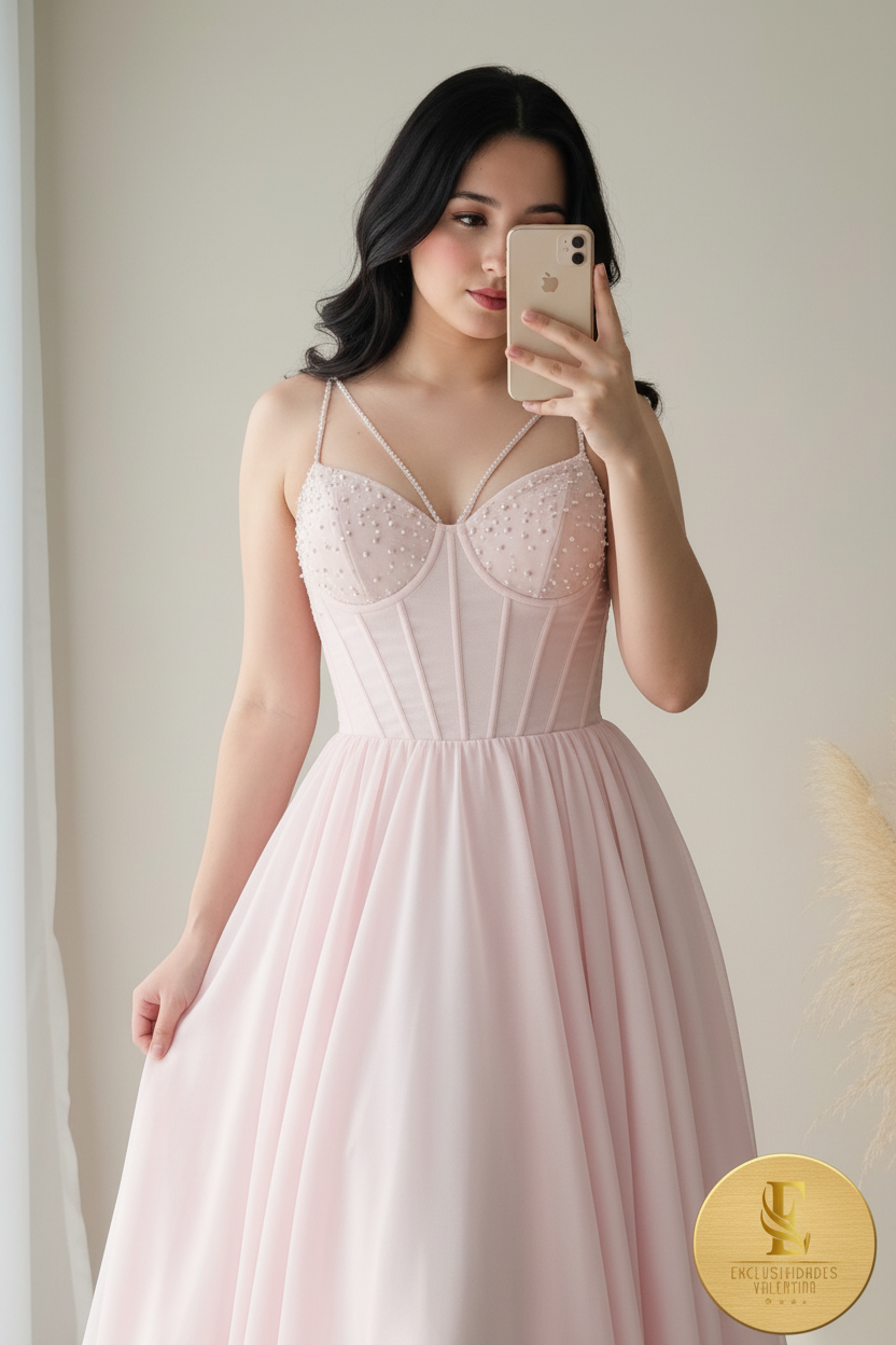 Vestido Rosa Tul Corsé cod.0084