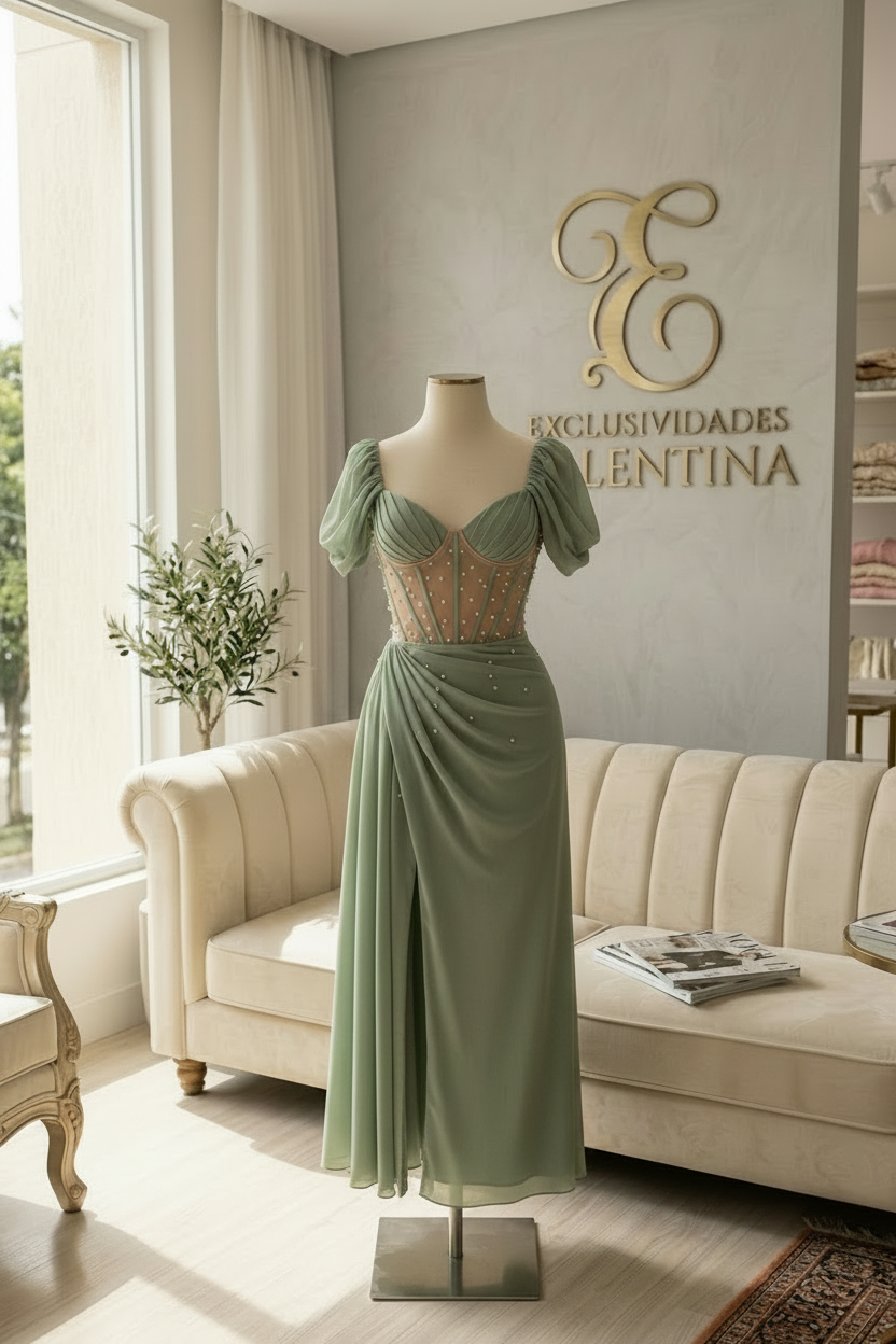 Vestido Esmeralda Salvia cod.V657