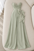 Enterizo verde salvia bustier bordado  cod. E0012