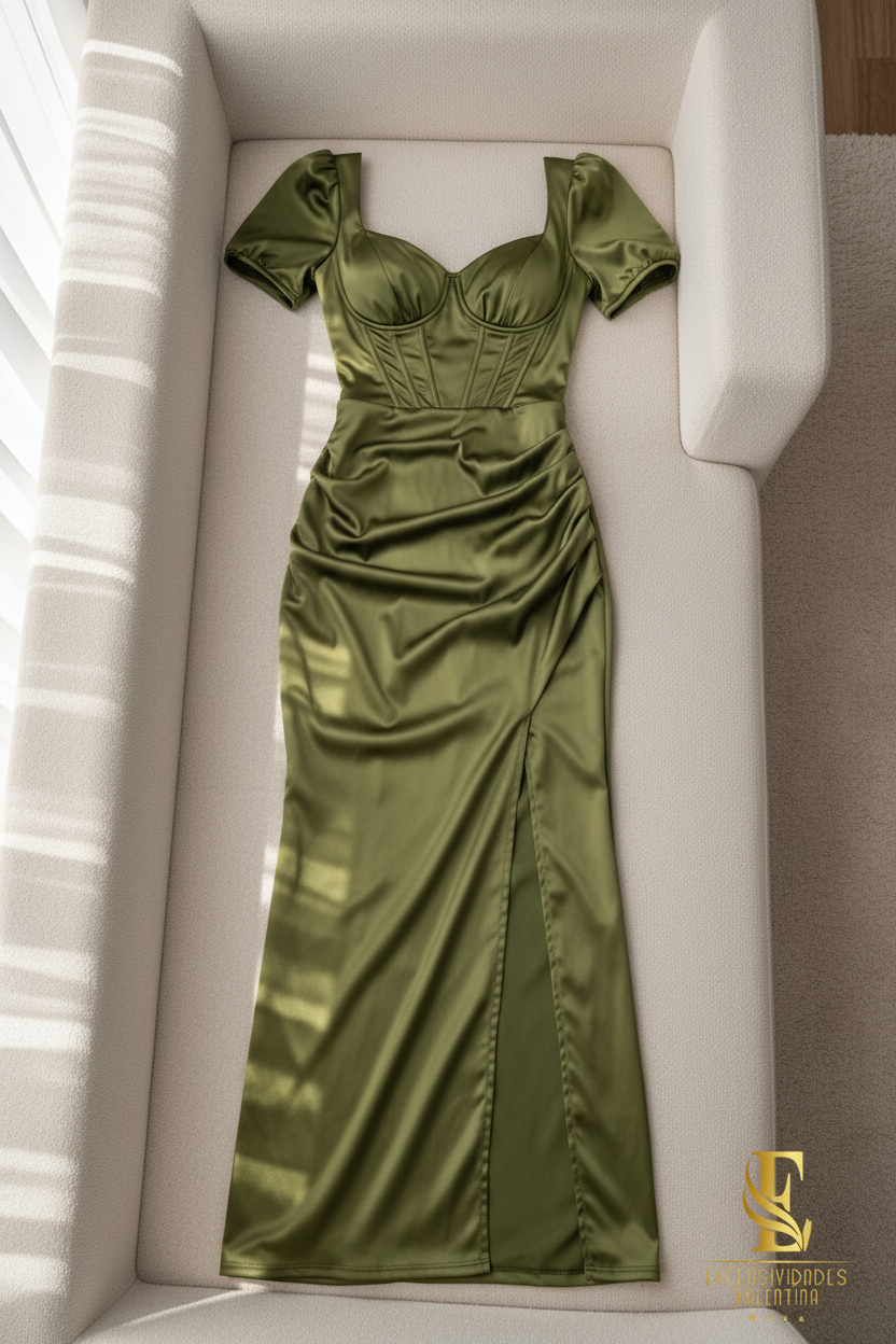 Vestido Olive Corset Slit cod.V214