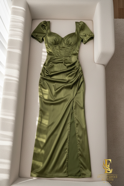 Vestido Olive Corset Slit cod.V214
