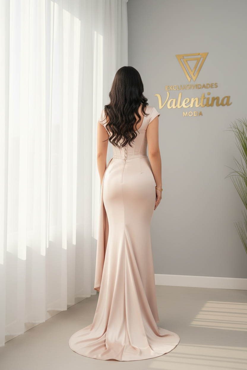 Vestido Corset Arabella rosa pastel cod.V654