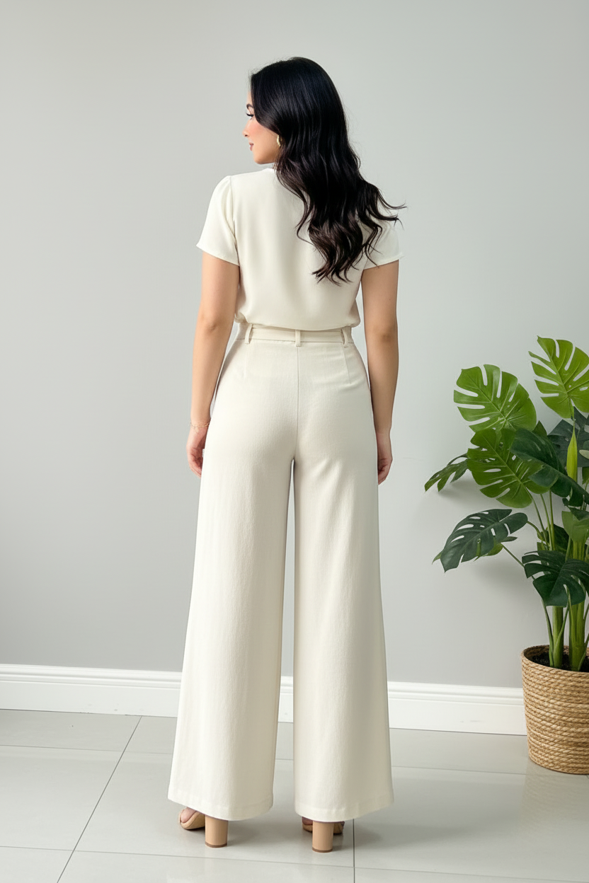 Conjunto Ivory Lace-Up & Palazzo cod.574