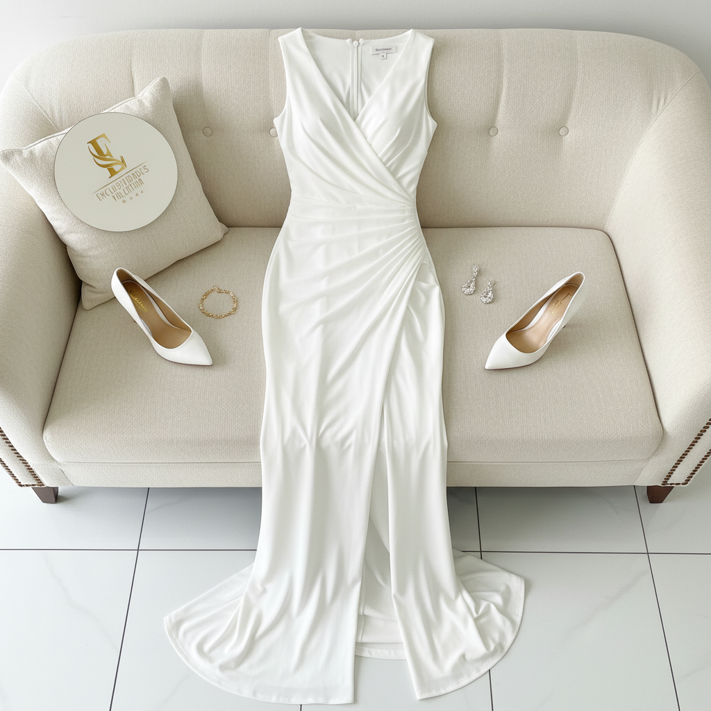Vestido Blanco Cruzado Drapeado cod.603
