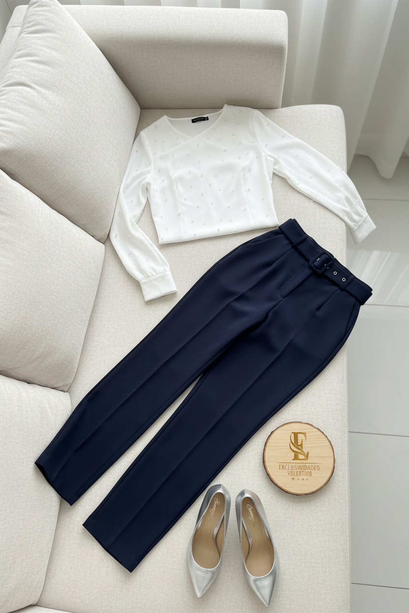 Pantalón Navy Recto Cinturón cod.564