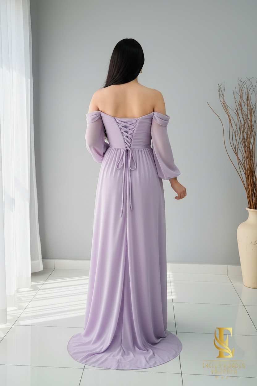 Vestido Lila Off-Shoulder cod.V339