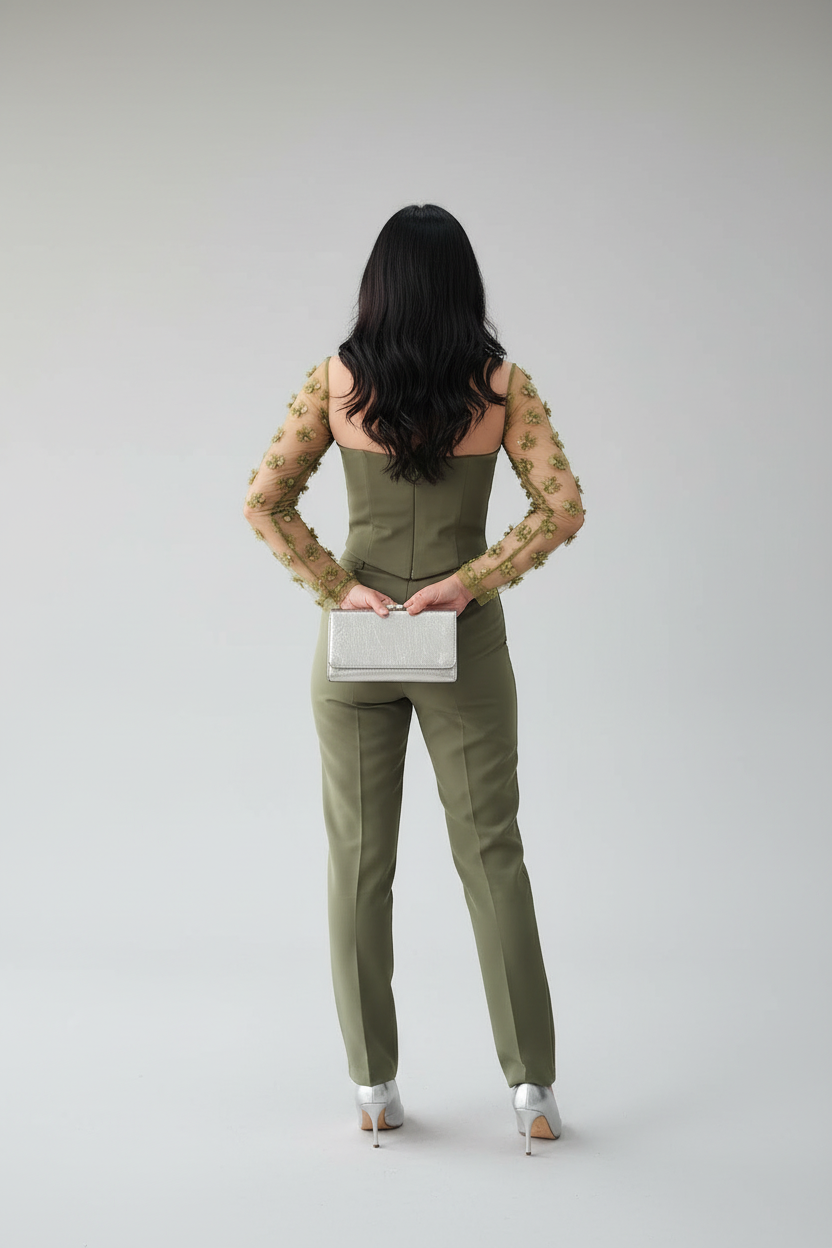 Conjunto Formal Verde Oliva cod.493