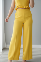 Conjunto Amarillo Mostaza Top Volante Pantalón Palazzo cod.C0031