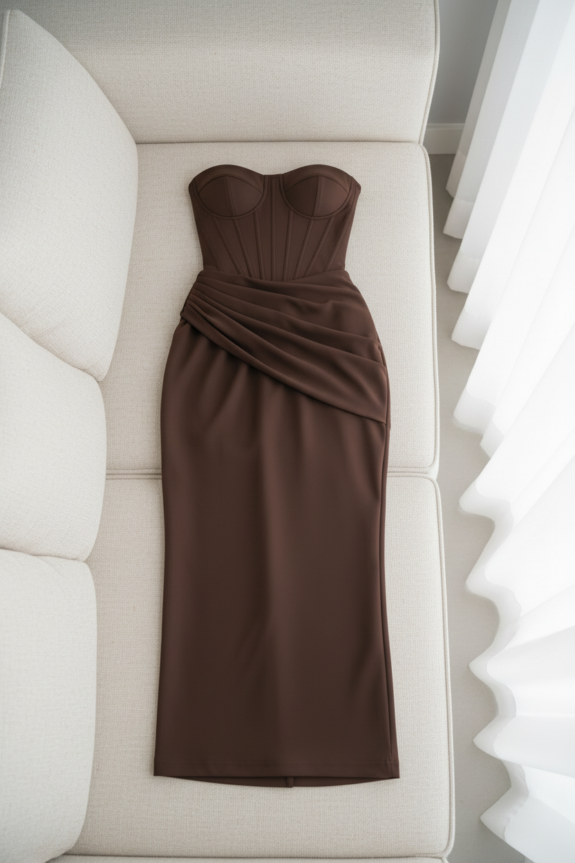 Vestido Chocolate Corset Strapless cod.V418