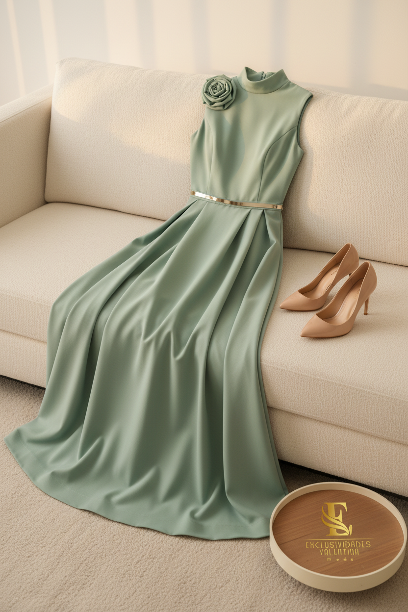 Vestido Verde Menta Rosa D cod.00160