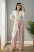 Pantalón Palazzo Rosa Palo Tiro Alto