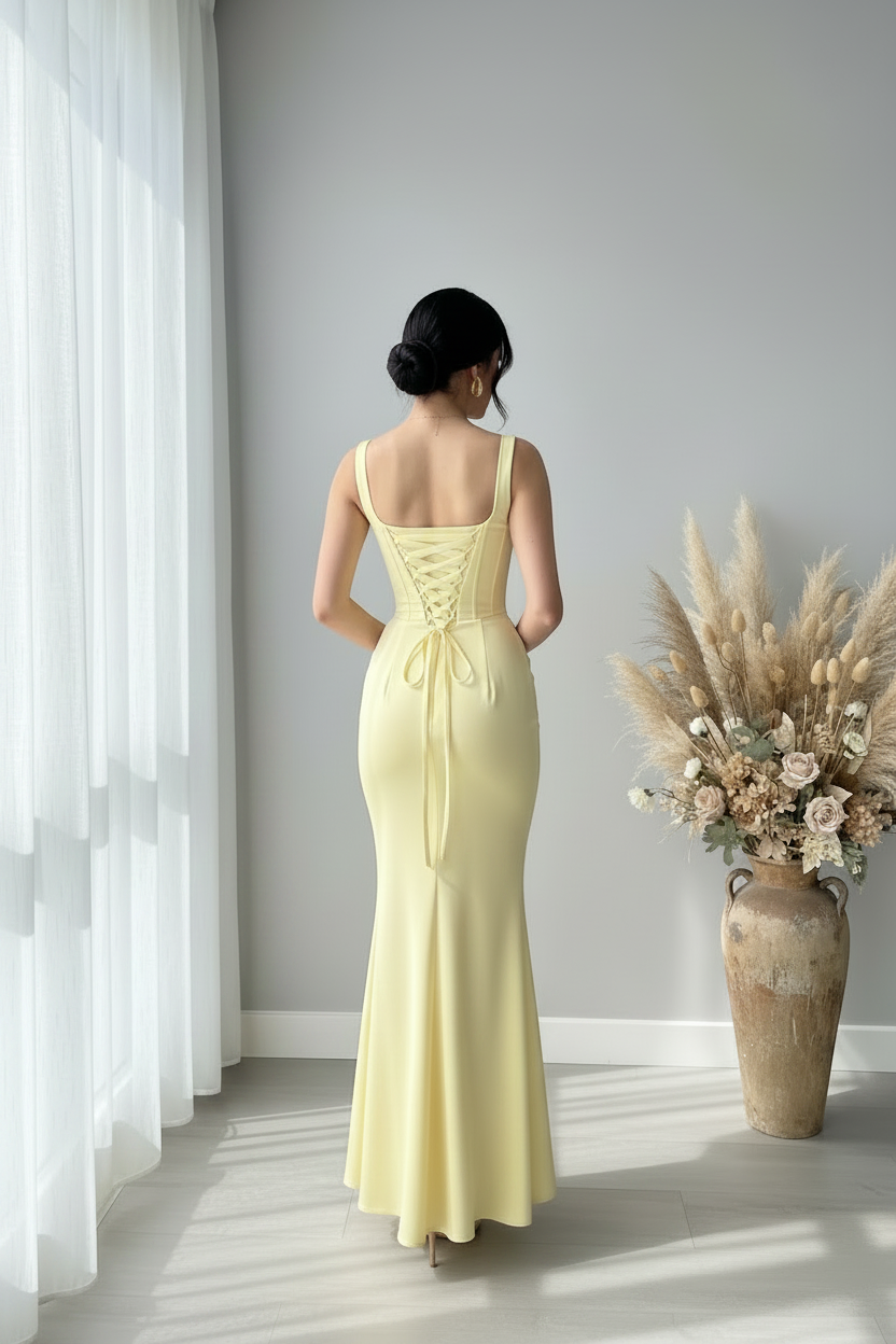 Vestido Corset amarillo pastel cod.V414