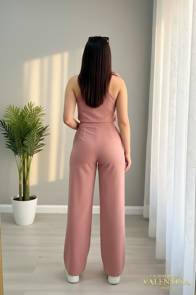 Conjunto Dos Piezas Rosa Palo Top Rosa