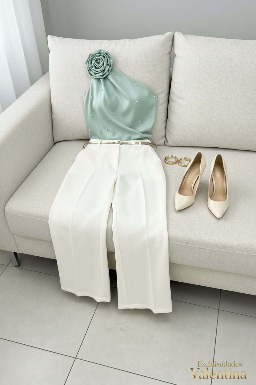 Set Menta · Rosa 3D y Palazzo Crema cod.C263