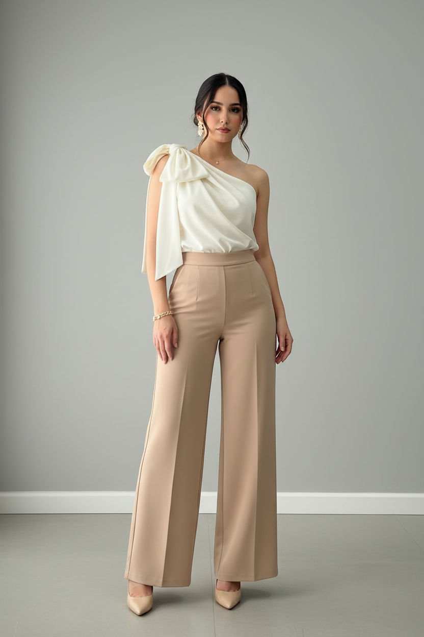 Conjunto Dos Piezas Blanco & Beige cod.002