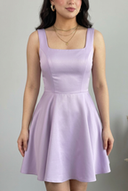 Vestido corto lila escote cuadrado con lazos cod. VC032