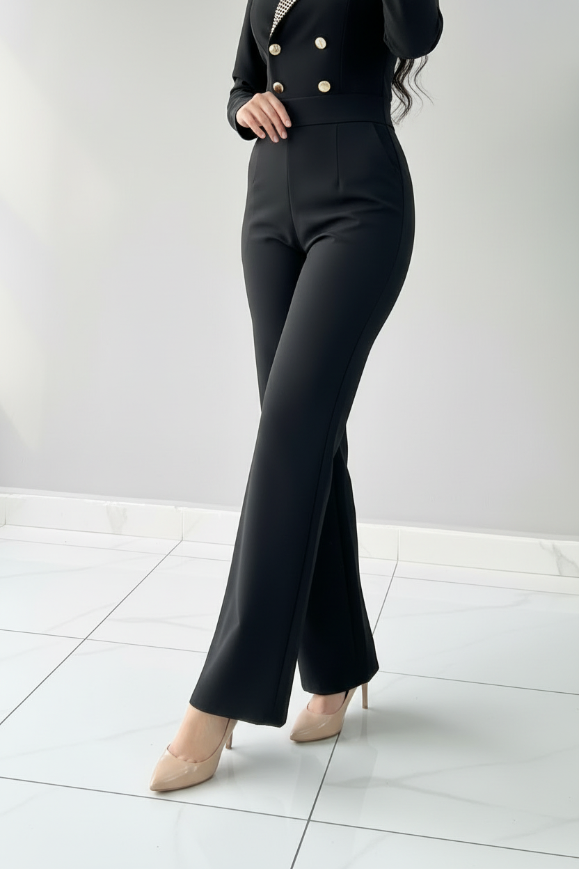 Conjunto Noir Luxe – Blazer Crop Strass & Pantalón Palazzo cod.667