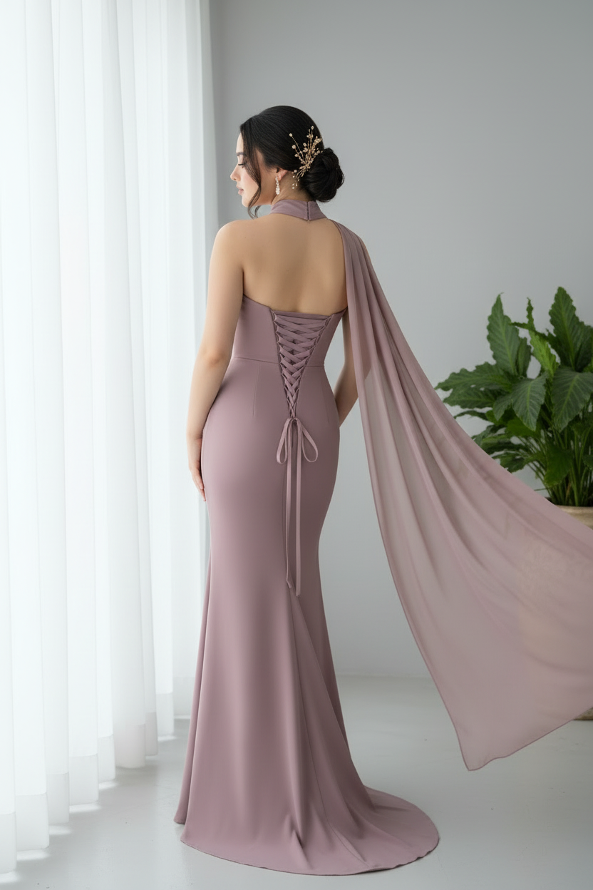 Vestido Rosa Mauve Sirena cod.994