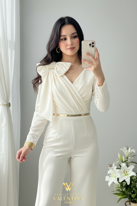 Conjunto Blanco Total Broche Dorado cod.C731
