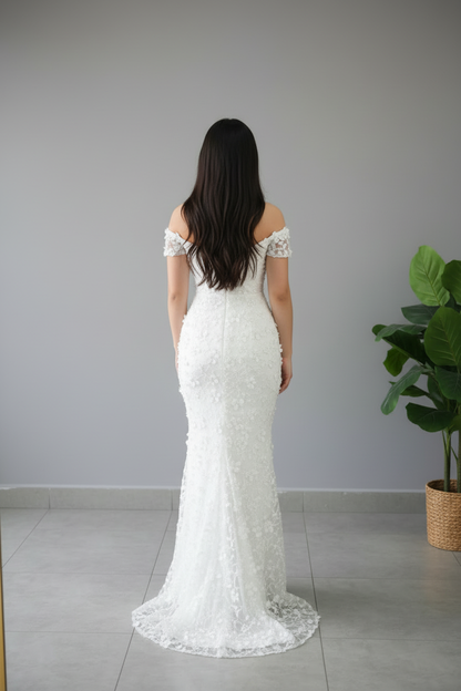 Vestido Sirena Blanco Floral cod.612