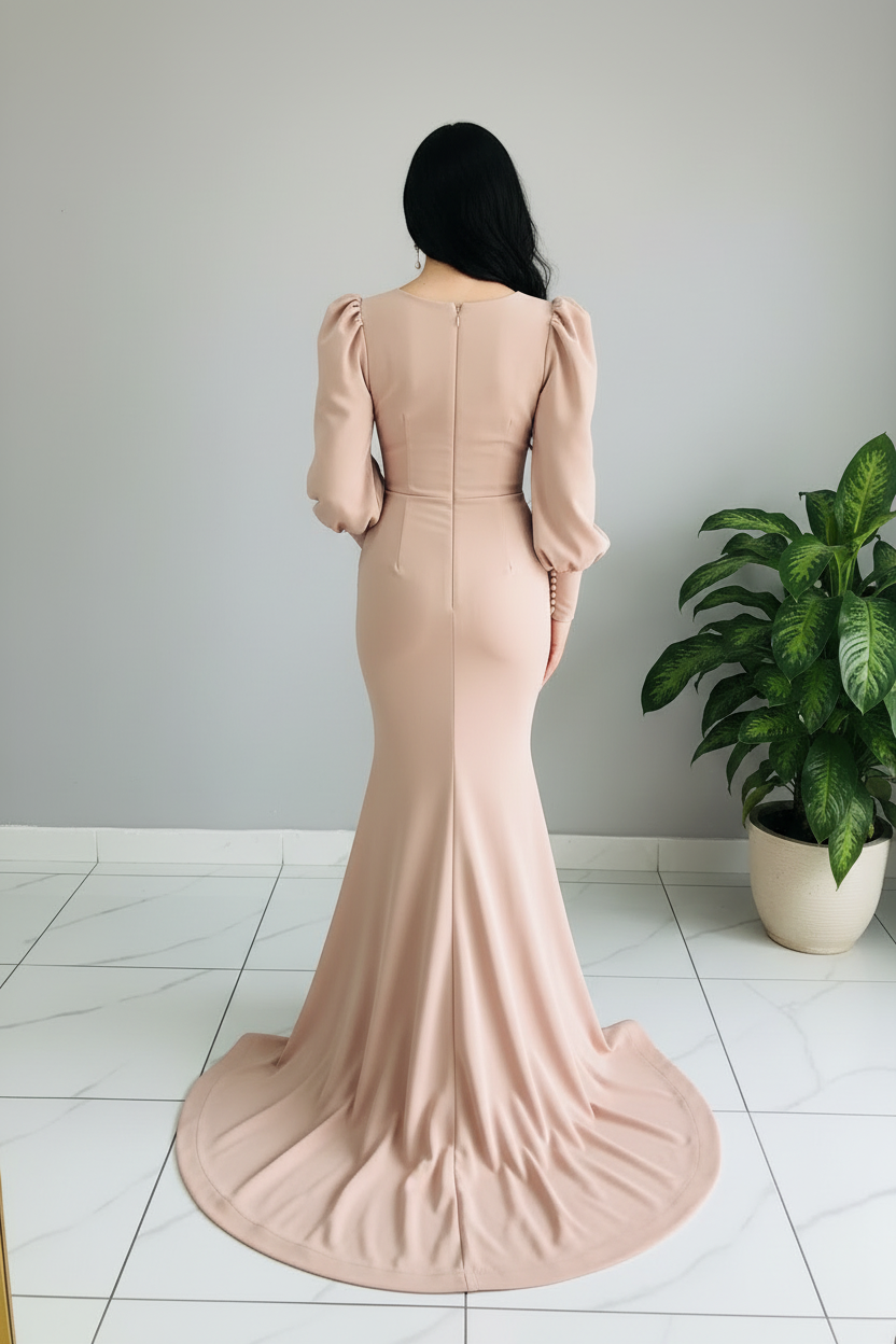 Vestido Nude Sirena con Cola cod.590