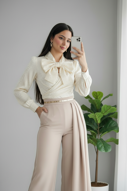 Conjunto Ivory Bow & Beige  cod.695
