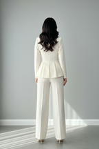 Conjunto Dos Piezas Blanco - Blazer Asimétrico + Pantalón Recto Cod.C838