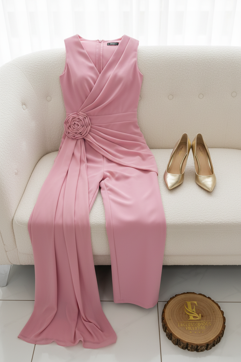 Enterizo Pink Rose Palazzo cod.596
