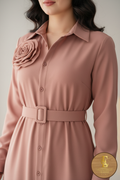 Vestido Camisero Rosa con Rosa D cod.0085