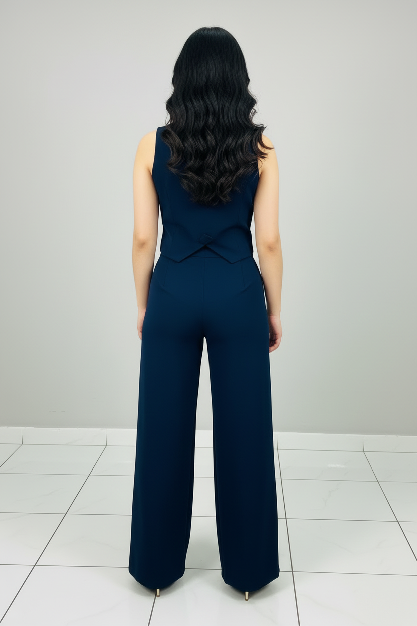 Conjunto Navy Chaleco Gold & Palazzo cod.566