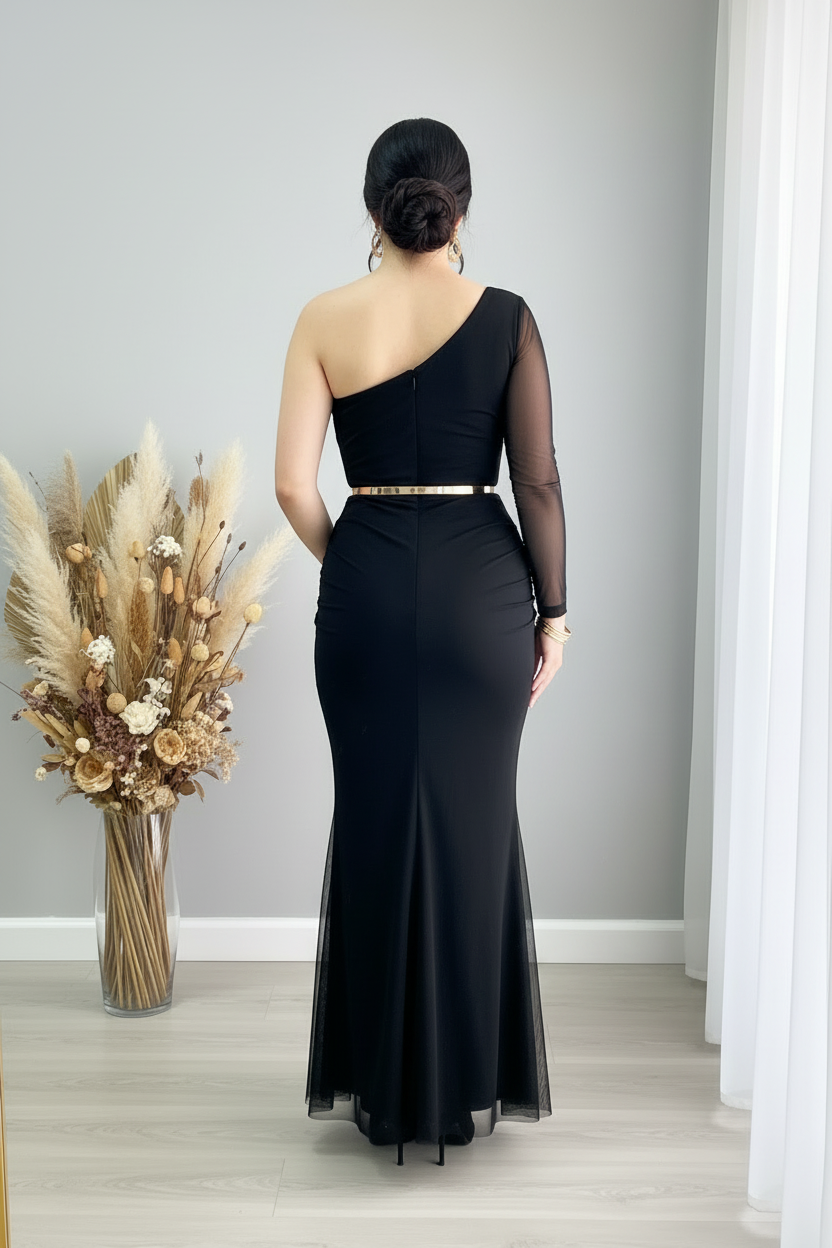 Vestido Negro Rosa cod.V408