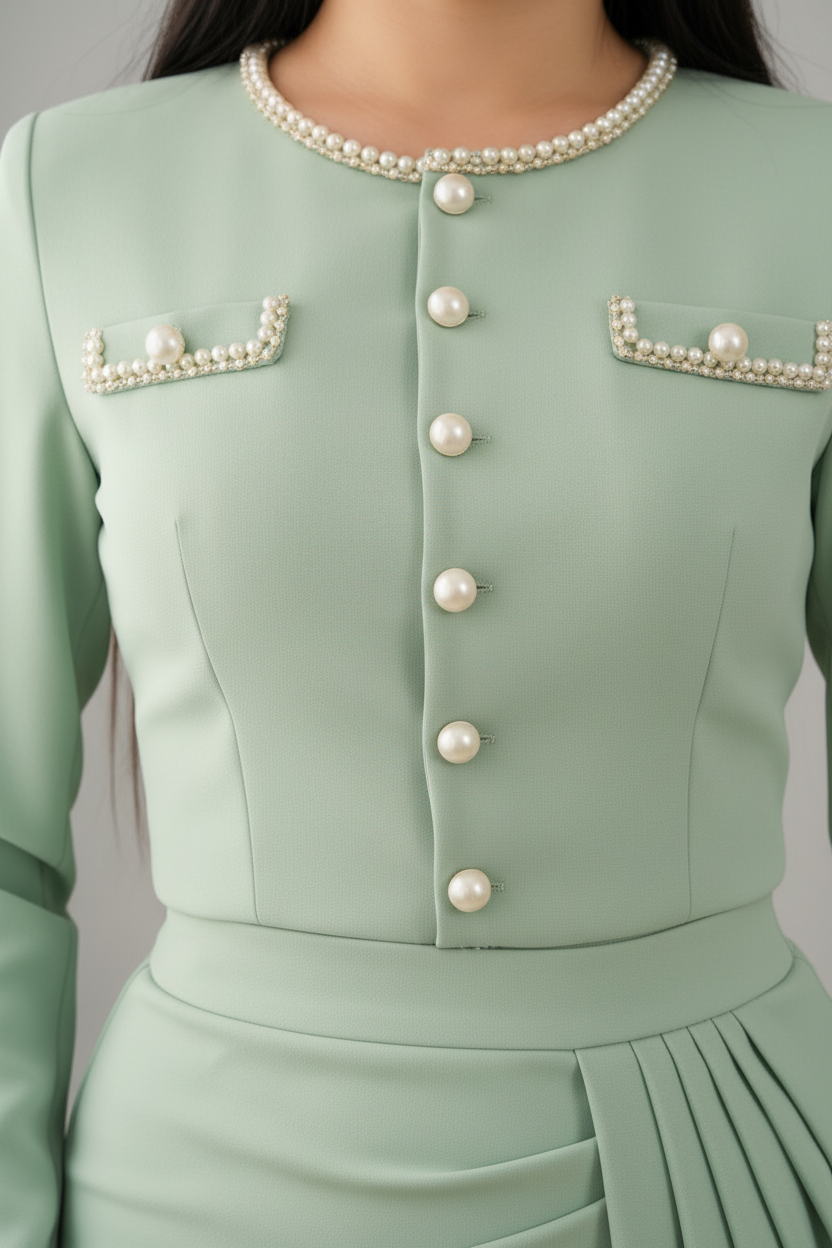 Conjunto Verde Menta Perlas cod.C004