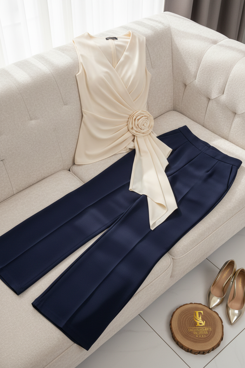 Conjunto Ivory Rose & Navy cod.599