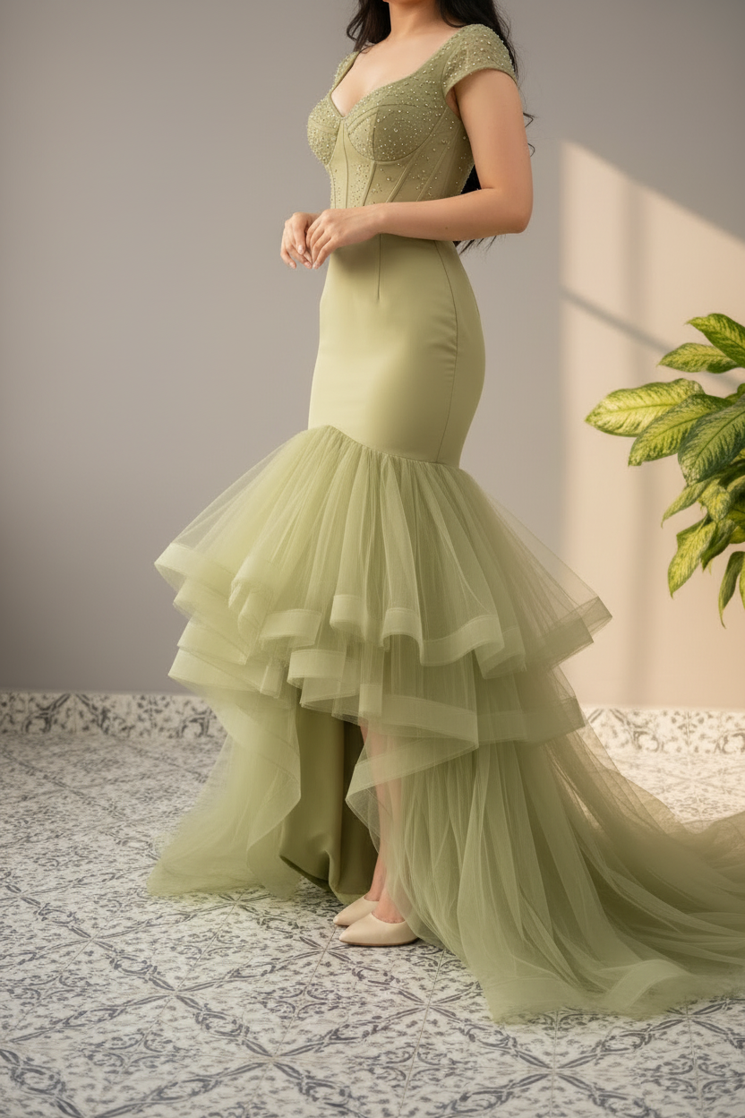Vestido Sirena Verde Sage cod.616
